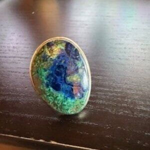 Azurite-malachite set in 925 silver ring.  Size 8
